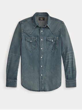 Ralph Lauren Double RL RRL Indigo Denim Western Shirt M